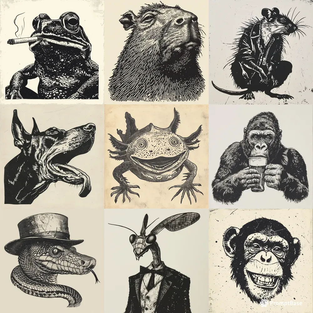 Monochromatic Stylish Animal Portraits