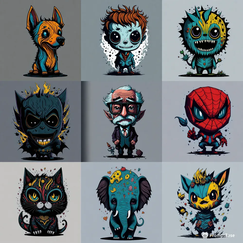 Whimsical Horror Cute Cartoon Characters