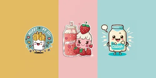 Kawaii Food Stickers generated by midjourney