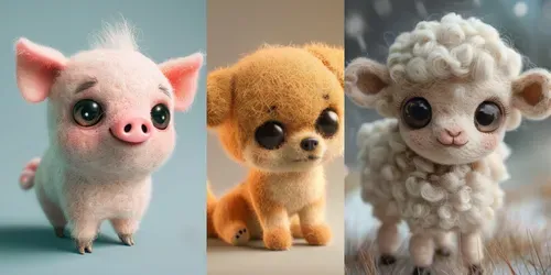 Cute Felted Animals generated by midjourney