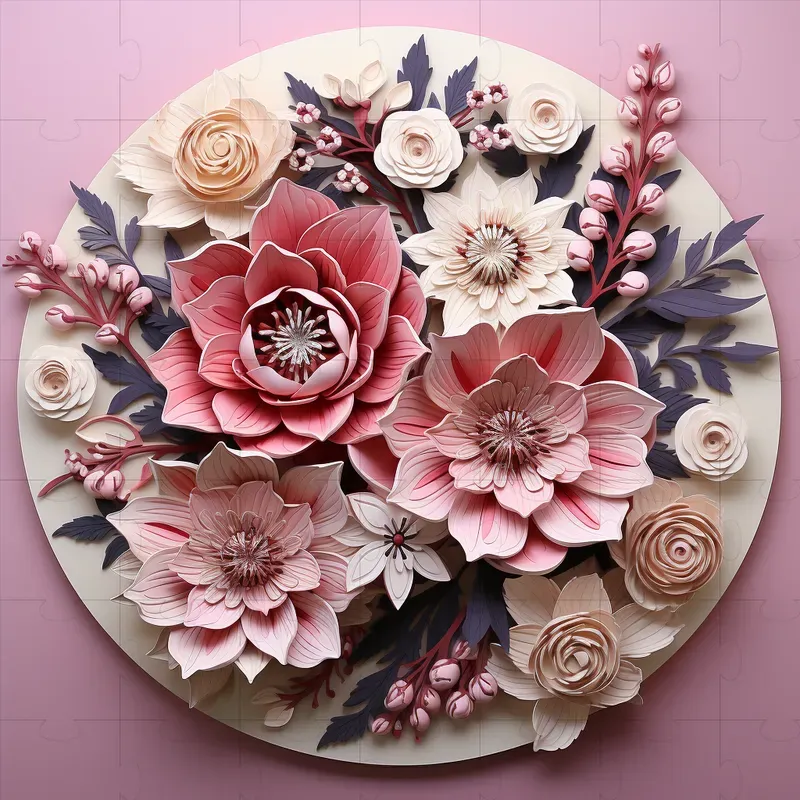 Round 3D Flowers