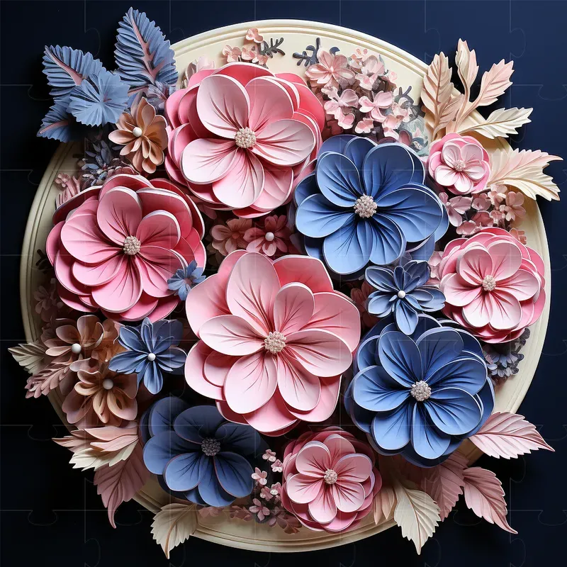 Round 3D Flowers