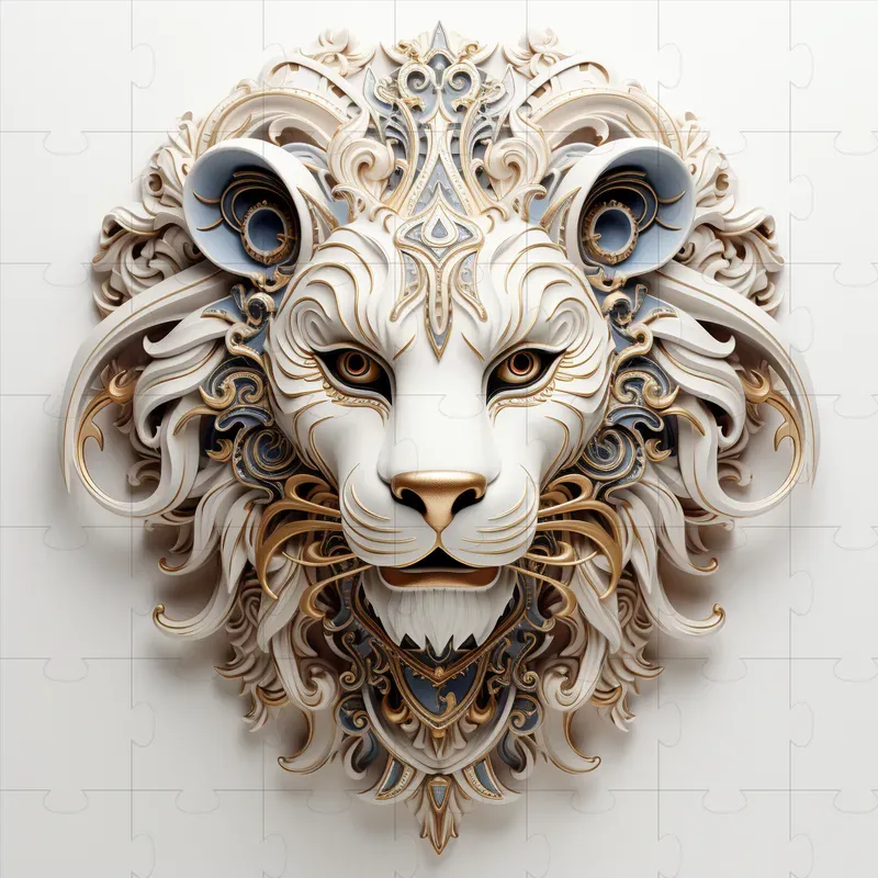 White Leather 3D Animal Heads