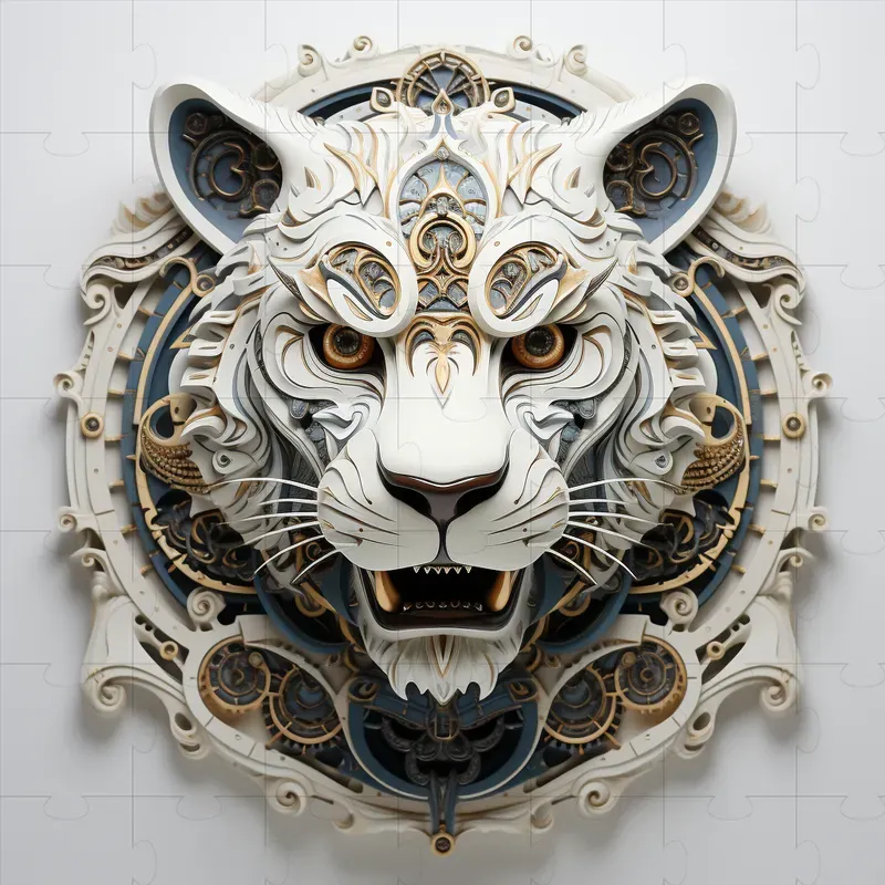 White Leather 3D Animal Heads