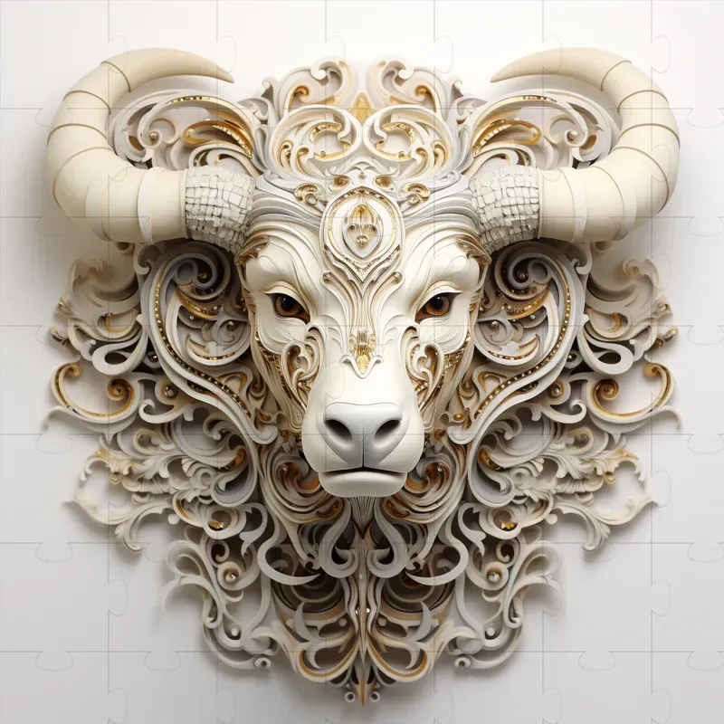 White Leather 3D Animal Heads