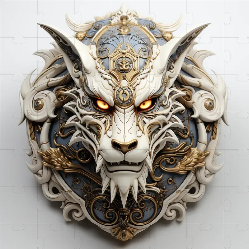 White Leather 3D Animal Heads