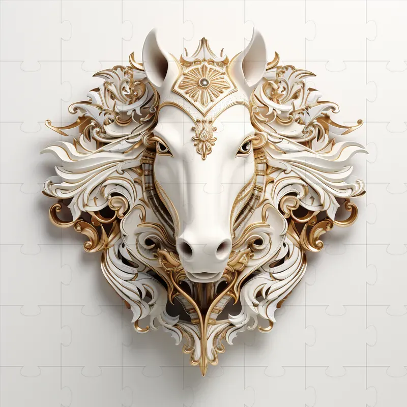 White Leather 3D Animal Heads