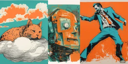 Orange Teal Drawings generated by midjourney
