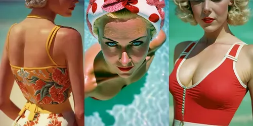 Retro Swimsuit And Poolside Women generated by midjourney