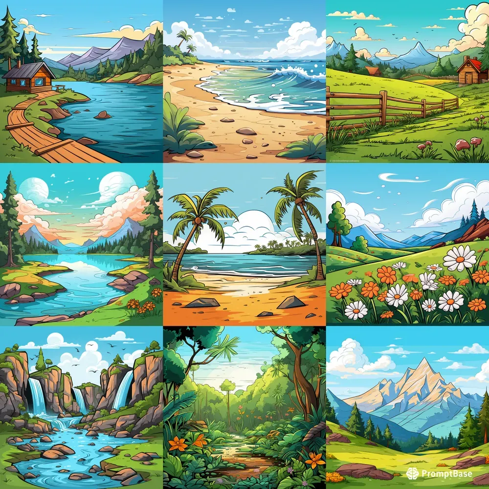 Simple 2D Children Book Scenes