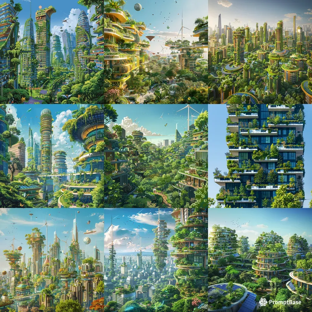 Solarpunk Futurist Cities Architecture