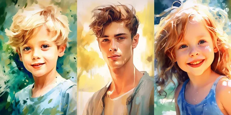 Realistic Water Color Portrait Paintings generated by undefined
