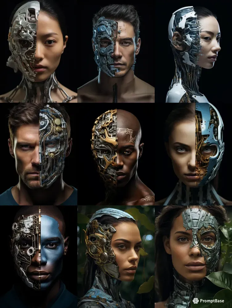 Human Robot Face Portrait Any Ethnicity