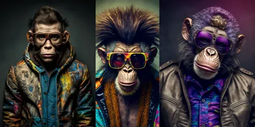 Chimpanzee Techno Rave Avatars generated by midjourney