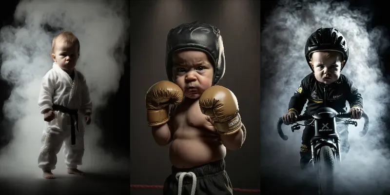 Ae Sports Babies In Portraits generated by undefined