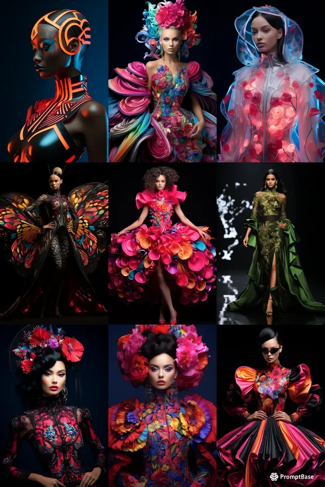 Neon Renaissance Ancient Floral Elegance