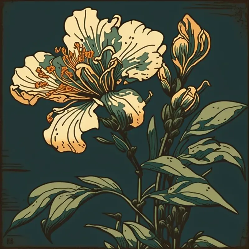Japanese Woodcut Flowers