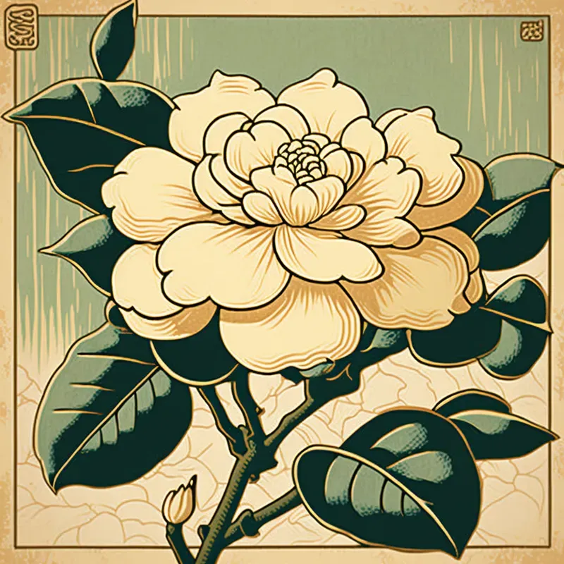 Japanese Woodcut Flowers