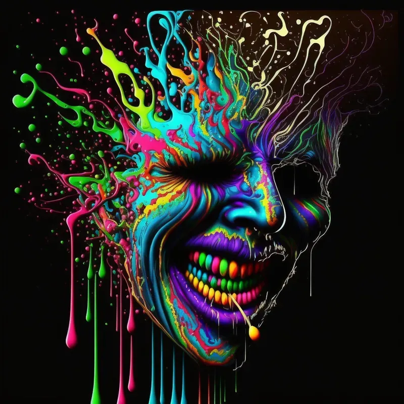 Psychedelic Multicolored Paint Splatters