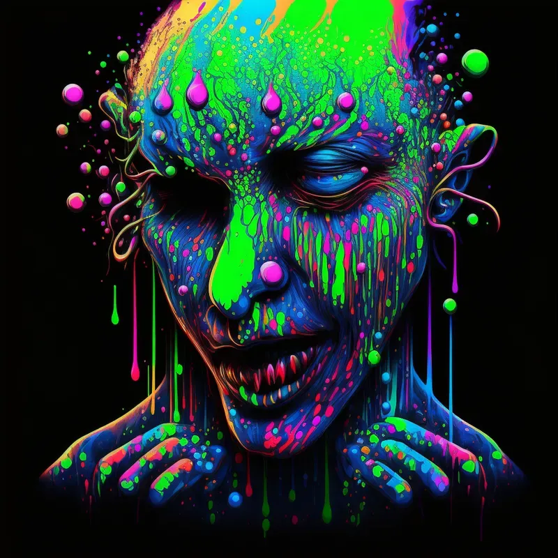 Psychedelic Multicolored Paint Splatters