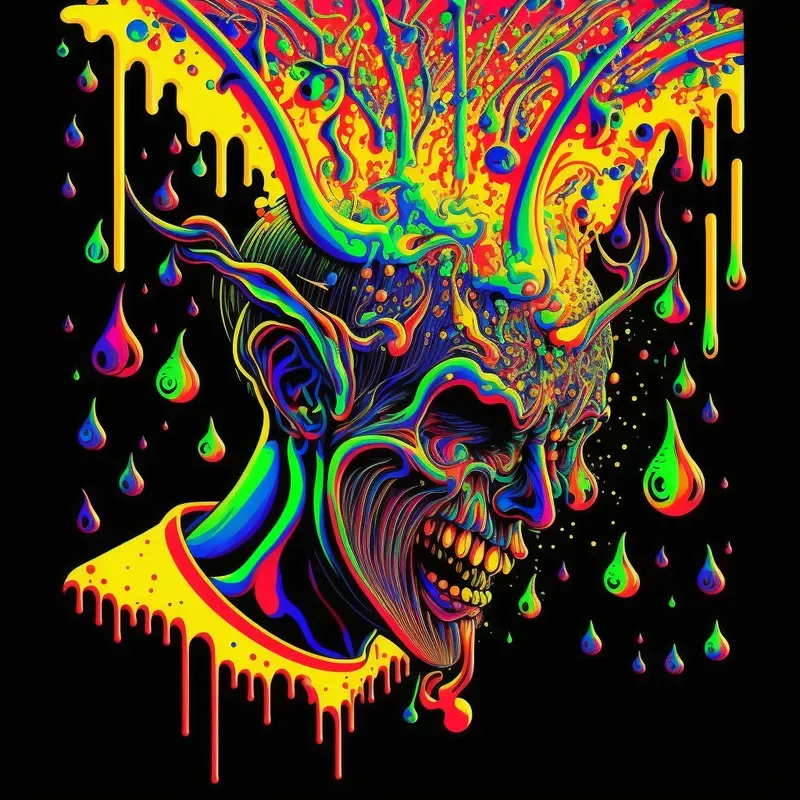 Psychedelic Multicolored Paint Splatters