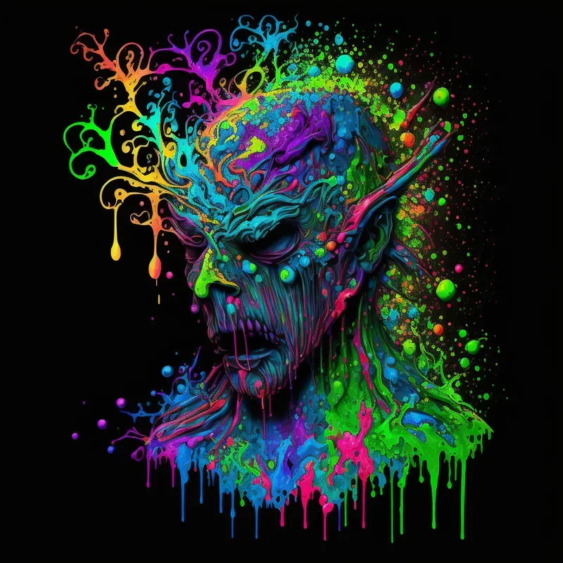 Psychedelic Multicolored Paint Splatters