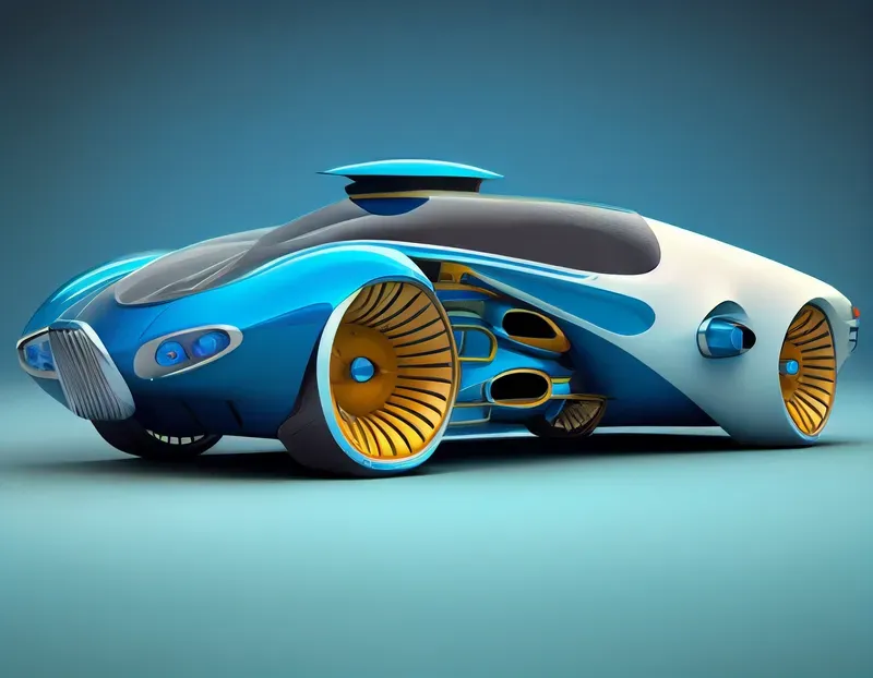 3D Sci-fi Concept Cars Posed In A Studio