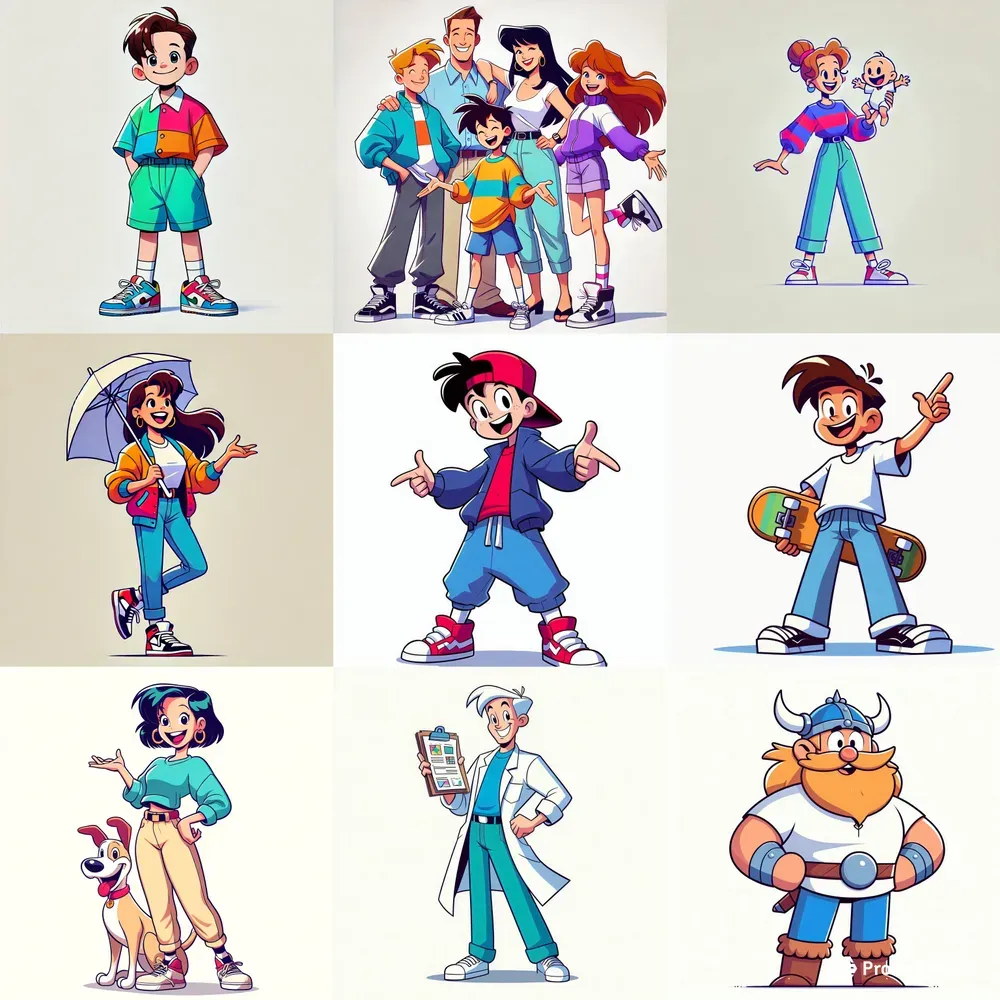 90s Cartoon Style Illustrations