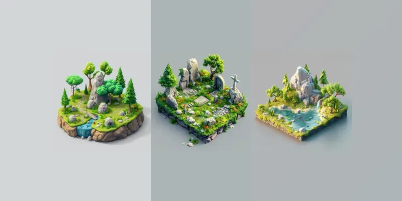 3D Isometric Fantasy Landscapes generated by undefined