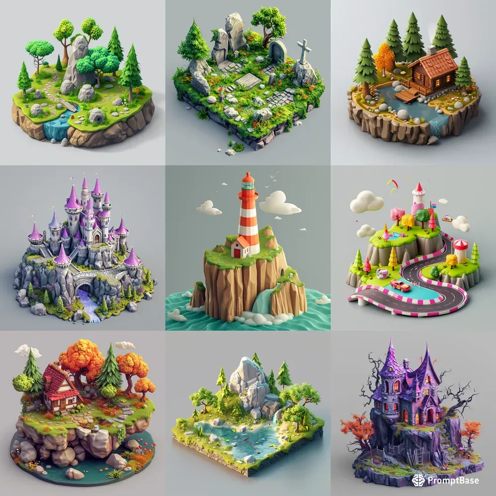 3D Isometric Fantasy Landscapes