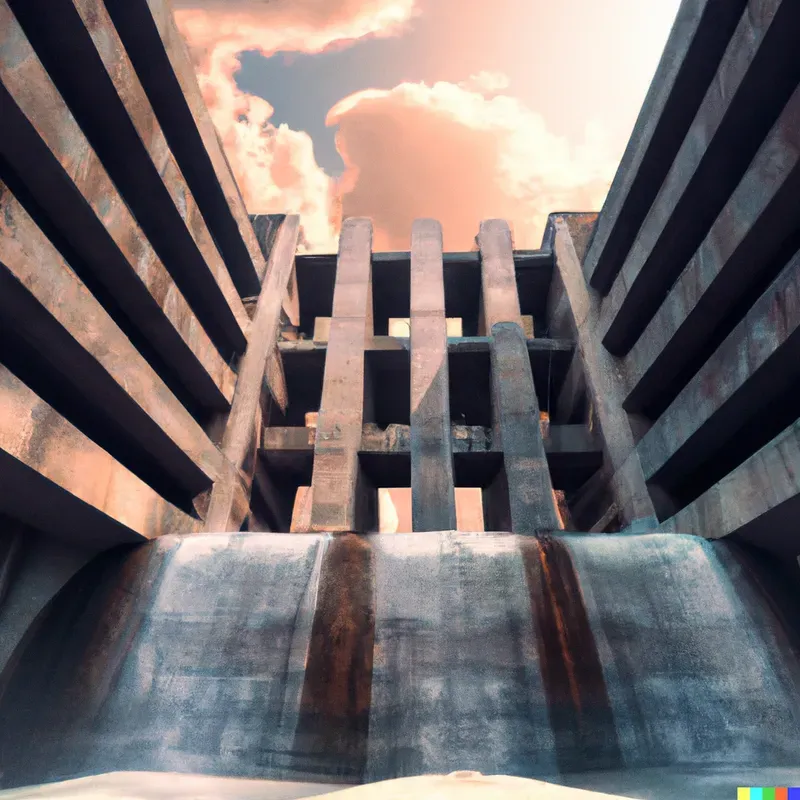 Futuristic Buildings with Beautiful Waterfalls