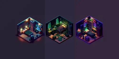 Isometric 3D Rpg Rooms generated by midjourney