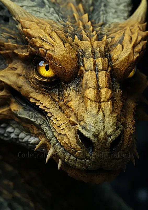 Realistic Dragon Faces Close Up