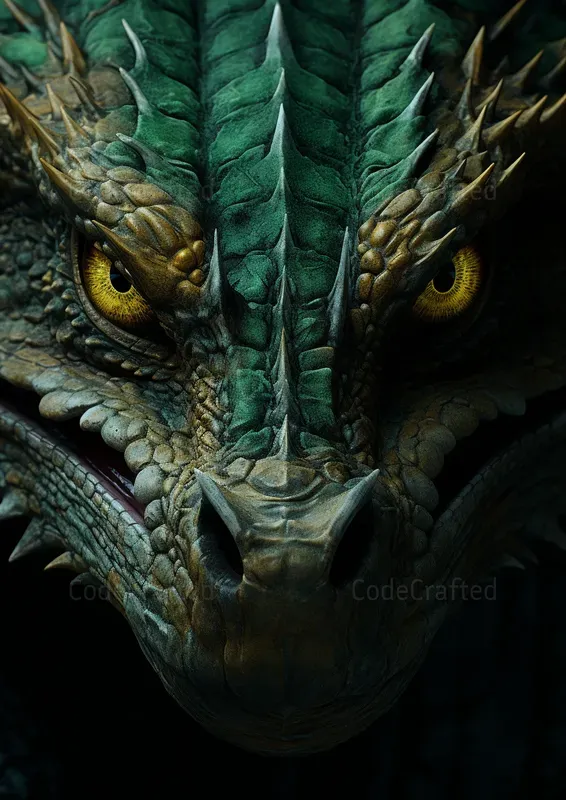 Realistic Dragon Faces Close Up