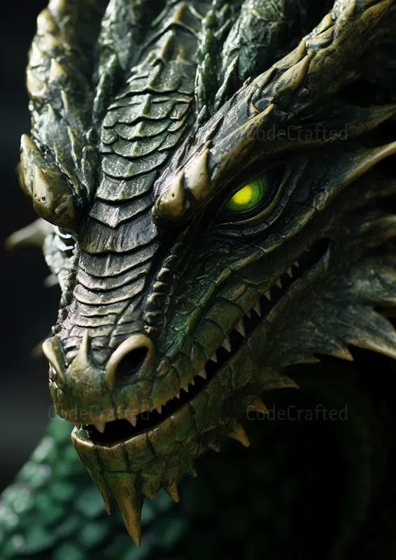 Realistic Dragon Faces Close Up