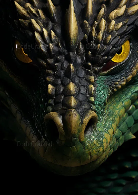 Realistic Dragon Faces Close Up