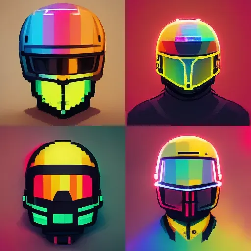 Neon Pixel Art Helmets