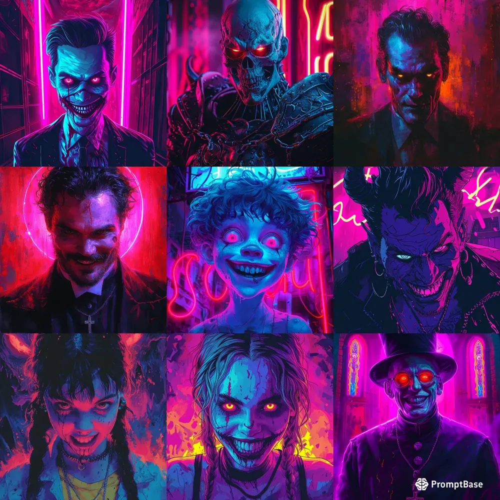Neon Horror Characters