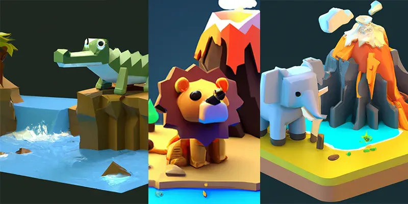 Low Poly Isometric Animal Scenario generated by undefined