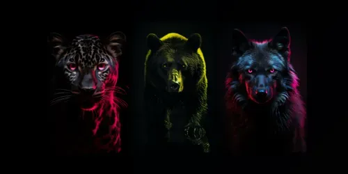 Colorful Dark Themed Animal Photographs generated by midjourney