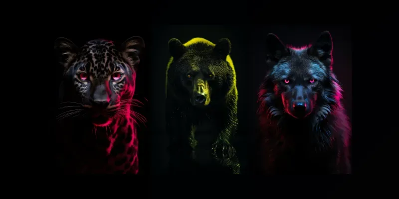Colorful Dark Themed Animal Photographs generated by undefined