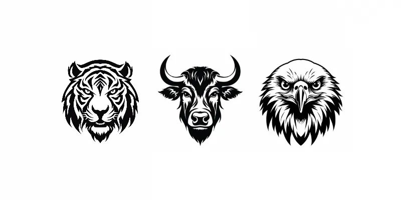 Simple Abstract Animal Head Logos