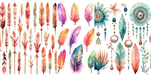 Watercolor Boho Clip Art Illustrations generated by midjourney