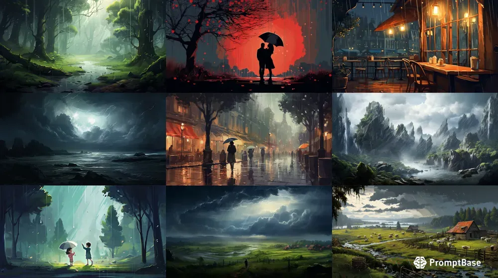 Raining Landscape Illustrations