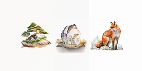 Watercolour Polygon Designs generated by midjourney