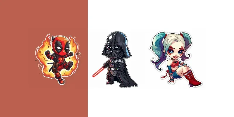 Cutesy Famous Character Stickers generated by undefined
