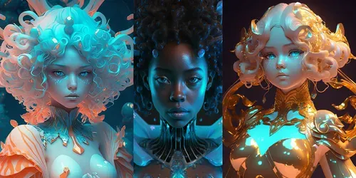 Royalmoon Neon Anime Girls Characters 3D generated by midjourney