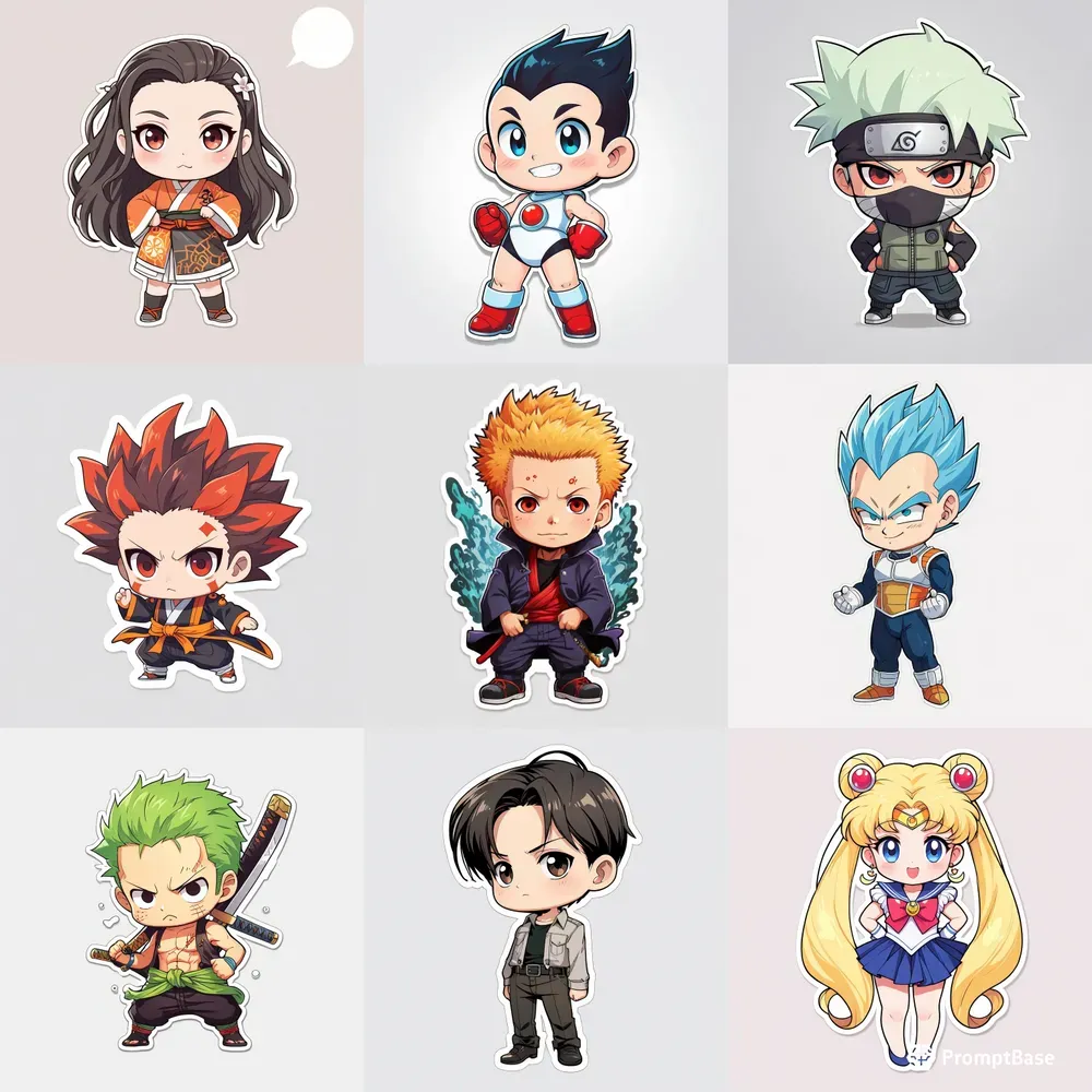 Adorable 2D Anime Stickers