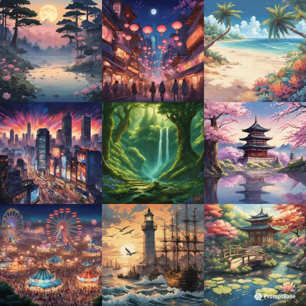 Watercolor Anime Landscapes
