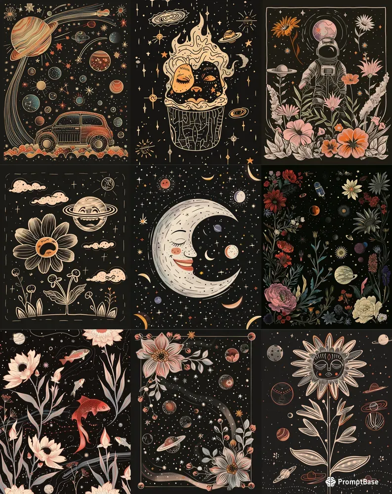 Whimsical Celestial Surrealism Art